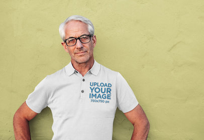 Polo Shirt Mockup Featuring a Serious Man Posing
