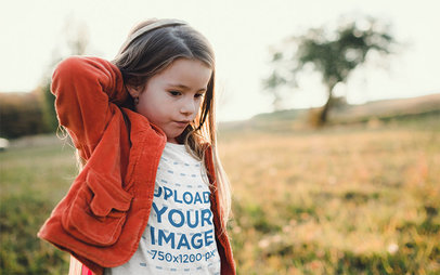 Mockup of a Serious Girl with a Heather T-Shirt in Nature 39279-r-el2