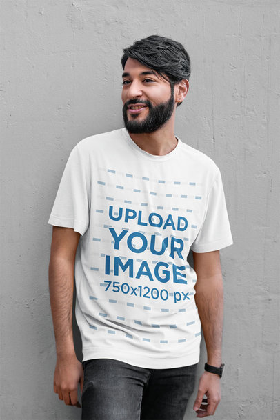 Mockup of a Bearded Man Wearing a Slouchy T-Shirt