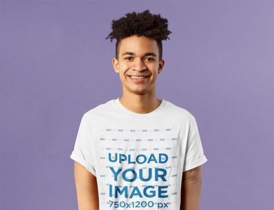T-Shirt Mockup Featuring a Young Man in a Studio 39633-r-el2