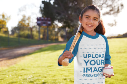 Raglan T-Shirt Mockup of a Girl with a Baseball Bat at a Field 39388-r-el2
