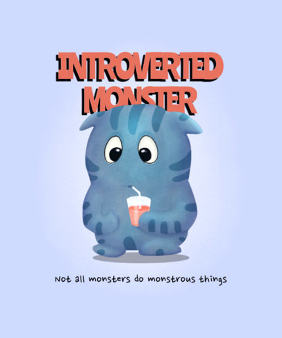 Kids T-Shirt Design Creator Featuring a Shy Monster Illustration 2212d-el1