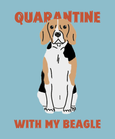 T-Shirt Design Template with a Cute Beagle Illustration
