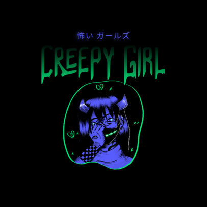 Authentic Logo Creator for Musicians Featuring a Creepy Girl 3454k-3455