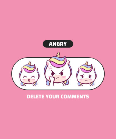 T-Shirt Design Template for Kids with an Angry Unicorn Face 2220a-el1