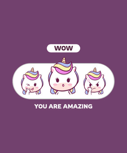 Kids T-Shirt Design Generator Featuring Unicorns with Different Emotions 2220d-el1