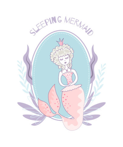 T-Shirt Design Template for Children Featuring a Mermaid Princess