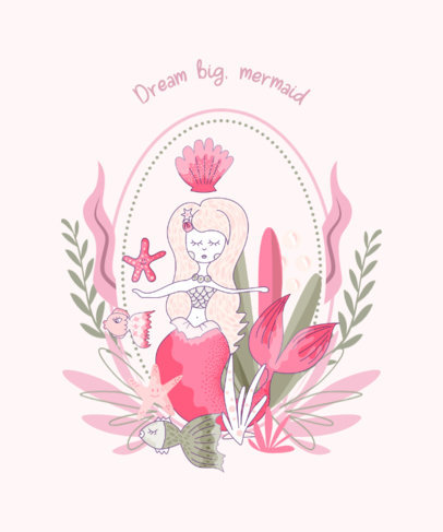 T-Shirt Design Generator Featuring a Mermaid Surrounded by Plants