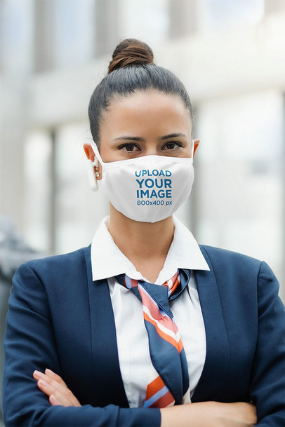 Face Mask Mockup of a Serious Airport Worker