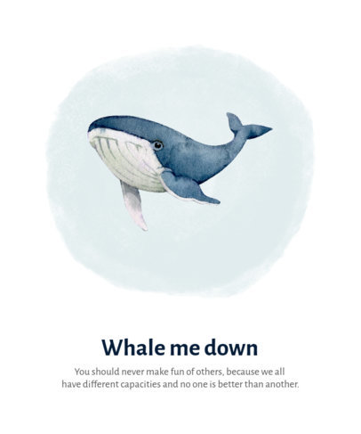 T-Shirt Design Template Featuring a Watercolor Illustration of a Blue Whale