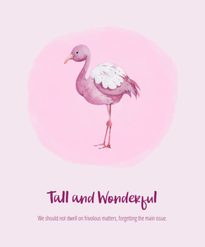 Watercolor T-Shirt Design Template Featuring a Cute Flamingo Drawing