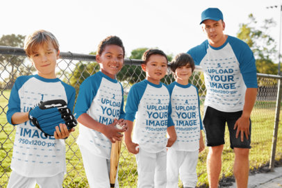 Raglan Three-Quarter Sleeves Tee Mockup Featuring a Baseball Team 39389-r-el2