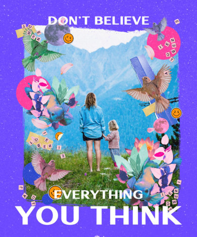 Colorful T-Shirt Design Template with a Collage Style 