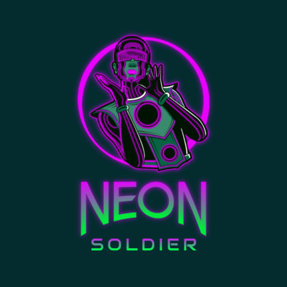 Gaming Logo Template Featuring a Warrior in a Futuristic Suit