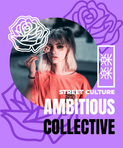 Trendy T-Shirt Design Template Featuring Outline Flower Graphics