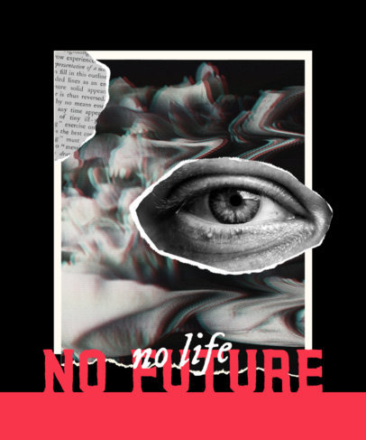 T-Shirt Design Template with Black and White Collage Photographs