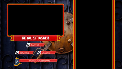 Epic Twitch Overlay Design Creator with a Coat of Armas as Background 2727h