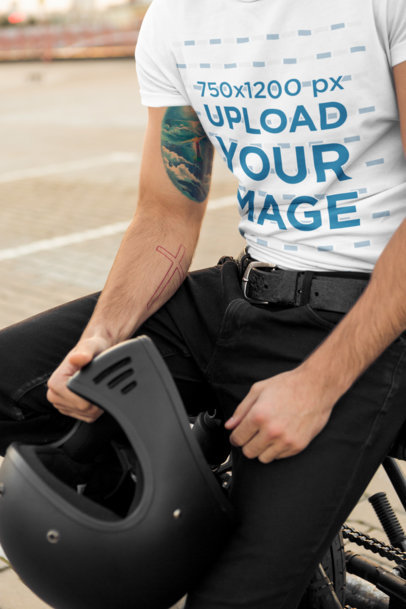 Cropped Face Mockup of a Man with a Tattoo Wearing a T-Shirt 34497-r-el2