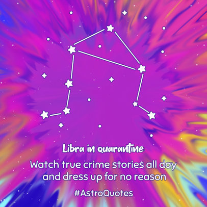 Instagram Post Template with Constellations Graphics and Tie-Dye Backgrounds 2765