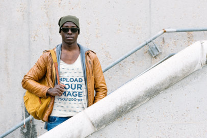 Tank Top Mockup of a Cool Man Standing on the Stairs 38023-r-el2