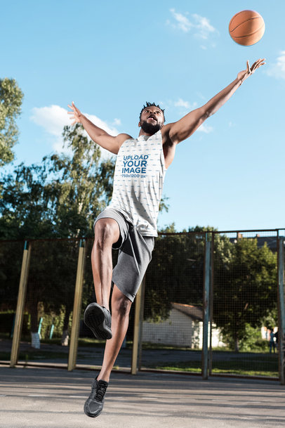 Tank Top Mockup of a Man Hitting a Slam Dunk 37589-r-el2