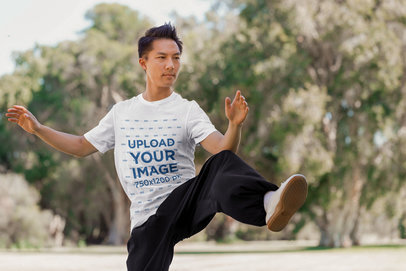 T-Shirt Mockup of a Man Practicing Karate 36118-r-el2