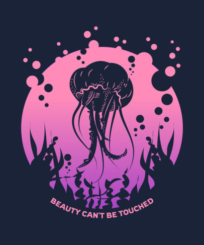 T-Shirt Design Template with Sea Wild Life Illustrations