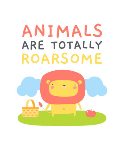 T-Shirt Design Template Featuring Cute Animal Illustrations