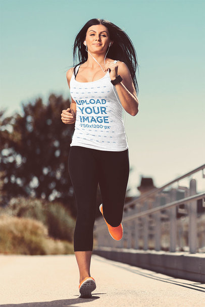 Tank Top Mockup of a Woman Running
