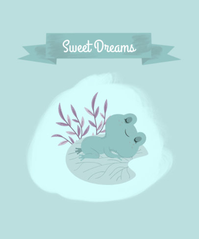 T-Shirt Design Featuring a Frog Sleeping on a Leaf 