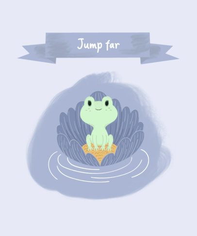 Kids T-Shirt Design Template Featuring a Cute Frog on a Leaf