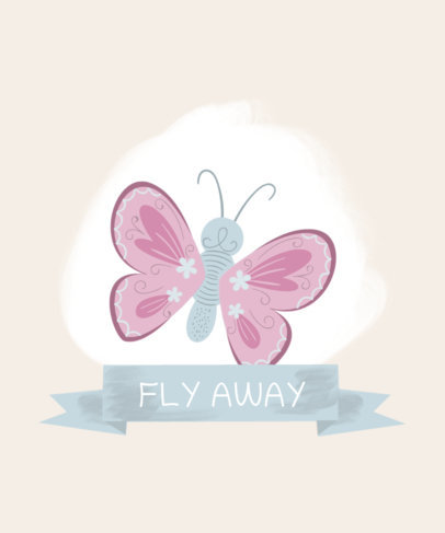 T-Shirt Design Template of a Butterfly 