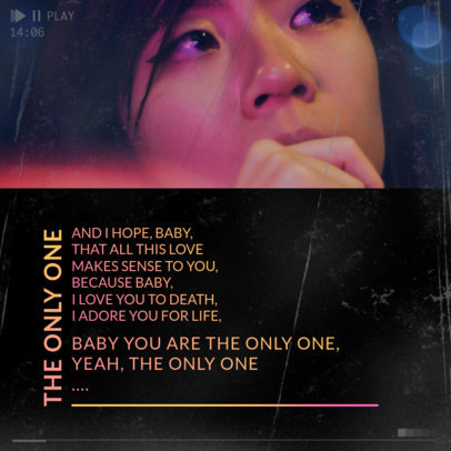 Instagram Post Design Template with Song Lyrics Quotes