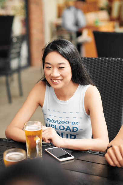 Tank Top Mockup Featuring a Young Woman at a Bar 35791-r-el2