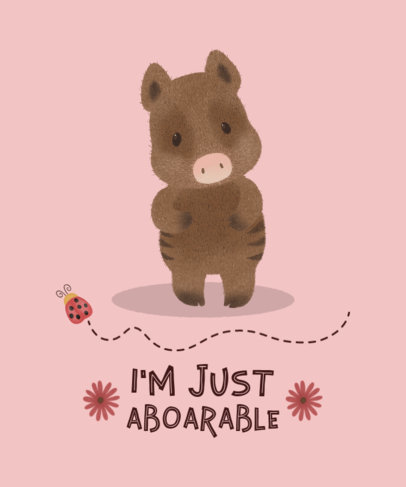 Kids T-Shirt Design Maker Featuring a Cute Wild Pig and a Ladybug