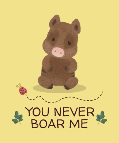 T-Shirt Design Template for Children Featuring an Adorable Wild Pig