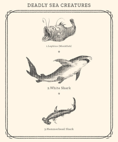 T-Shirt Design Template of Deadly Sea Creatures