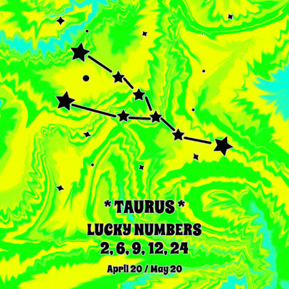 Tie-Dye Colored Instagram Post Template with Taurus' Lucky Numbers 2765c