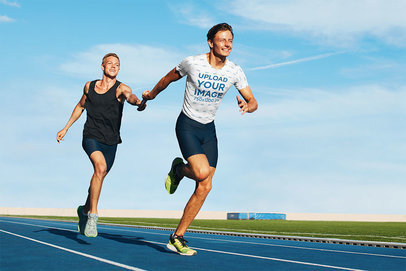 Activewear Tee Mockup of a Man in a Relay Race 35671-r-el2