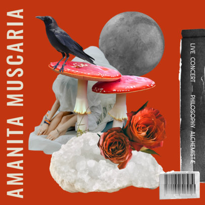 Album Cover Template Featuring a Fragmented Collage with Rose Graphics 2762f