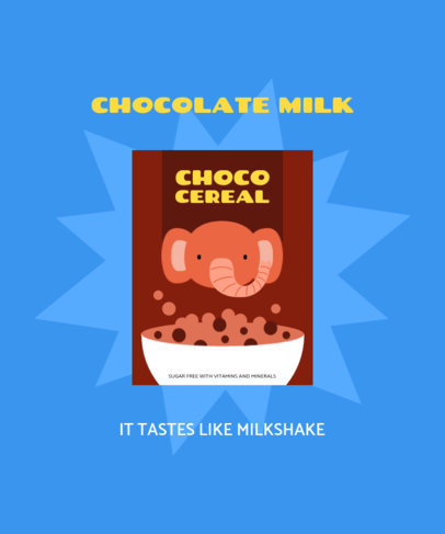 Kids T-Shirt Design Template with a Cacao Cereal Elephant