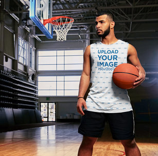 Mockup of a Basketball Player Wearing a Sublimated Sleeveless Shirt