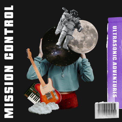 Album Cover Template Featuring a Woman in Another Galaxy 2762n