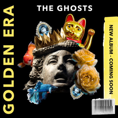 Album Cover Template Featuring Surreal Art Elements