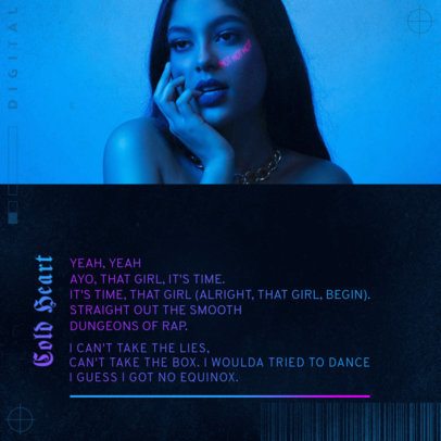 Trendy Instagram Post Generator With Song Lyrics and a Neon Style 