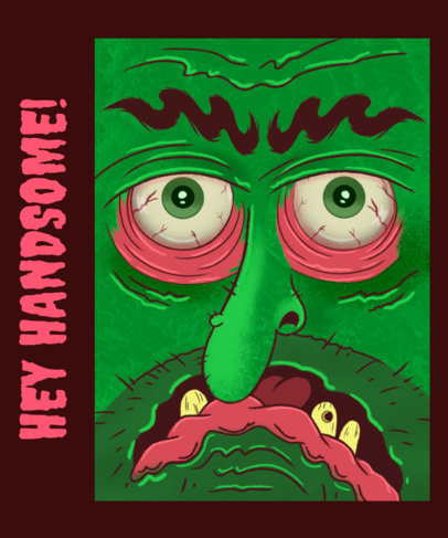 T-Shirt Design Template Featuring a Creepy Character's Face