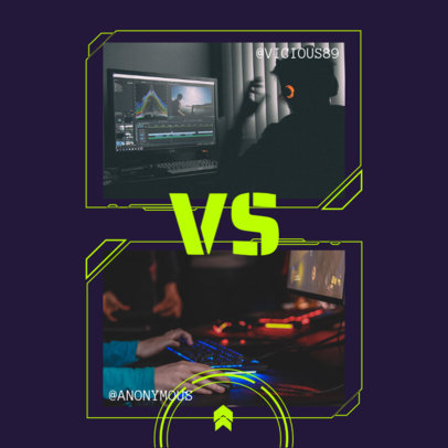 Instagram Post Generator for a 1 VS 1 Gaming Match Announcement