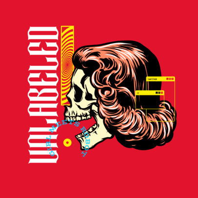 Clothing Line Logo Creator Featuring a Skeleton with a Wig 3486k