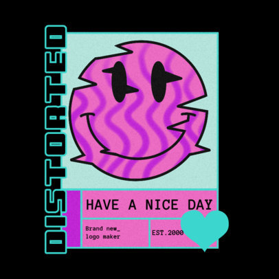 Urban Apparel Logo Maker Featuring a Glitched Smiley Emoticon