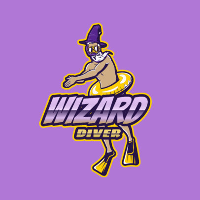 Logo Template for a Gaming Squad Featuring a Funny Wizard with a Floating Ring